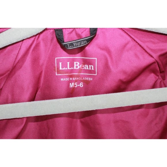 LL Bean Pink Quilted Waterproof Full Zipper All-Season Jacket Size M 5-6 - Picture 5 of 10